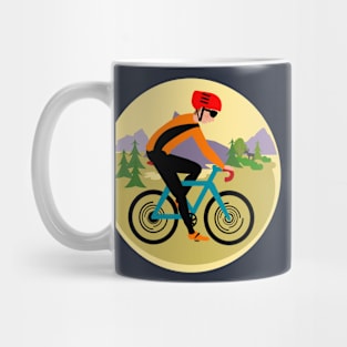 Cyclist, male, racing in the nature Mug